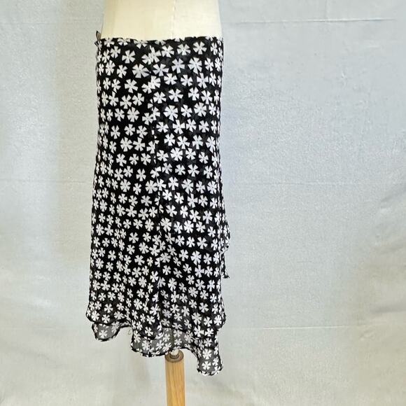 Vintage Y2k Soft Works Petites black & white  layered knee length skirt size 2 - Picture 8 of 15